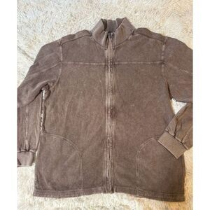 Weekendz off men long sleeve fudge zip up knit ribbed sweater L